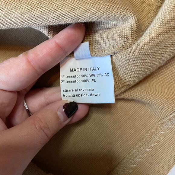 Jo No Fui Women's Tan Suede Trim Wool Blend Business Knee Length Dress 46 US 12 - Picture 9 of 11